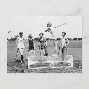 Flapper Girls Play Golf, 1926 Briefkaart