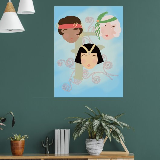 Flapper girls roaring twenties poster (Woonkamer 1)
