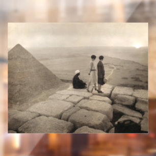 Flapper Girls Sunrise Khufu Piramide, Egypte 1920 Raamsticker