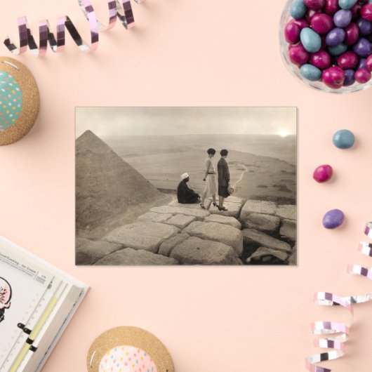 Flapper Girls Sunrise Khufu Pyramid, Egypte 1920 Acryl Uitnodigingen (Insitu (Viering))