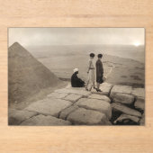Flapper Girls Sunrise Khufu Pyramid, Egypte 1920 Acryl Uitnodigingen (Voorkant)