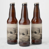 Flapper Girls Sunrise Khufu Pyramid, Egypte 1920 Bier Etiket (Flessen)