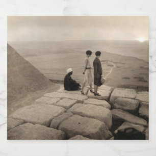 Flapper Girls Sunrise Khufu Pyramid, Egypte 1920 Bier Etiket