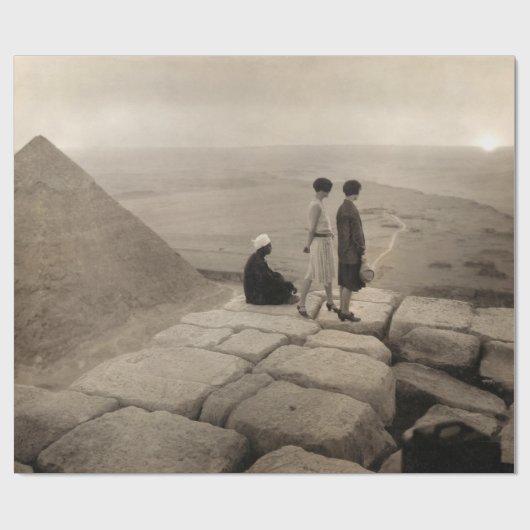 Flapper Girls Sunrise Khufu Pyramid, Egypte 1920 Cadeaupapier (Vlak)