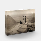 Flapper Girls Sunrise Khufu Pyramid, Egypte 1920 Fotoblokken (Links)