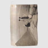 Flapper Girls Sunrise Khufu Pyramid, Egypte 1920 Golfhanddoek (Voorkant)