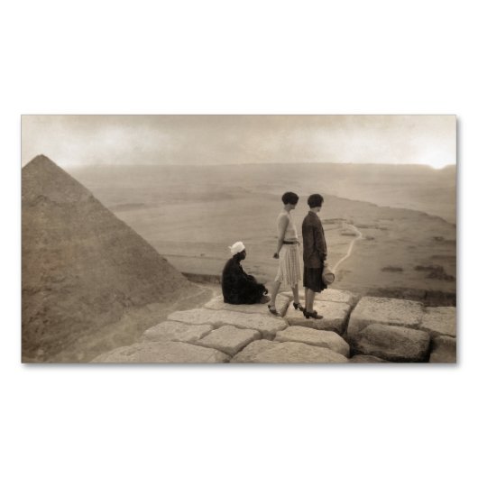 Flapper Girls Sunrise Khufu Pyramid, Egypte 1920 Magnetisch Visitekaartje (Voorkant)