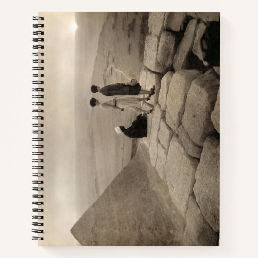 Flapper Girls Sunrise Khufu Pyramid, Egypte 1920 Notitieboek (Voorkant)