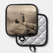 Flapper Girls Sunrise Khufu Pyramid, Egypte 1920 Pannenlap (Voorkant / Achterkant)