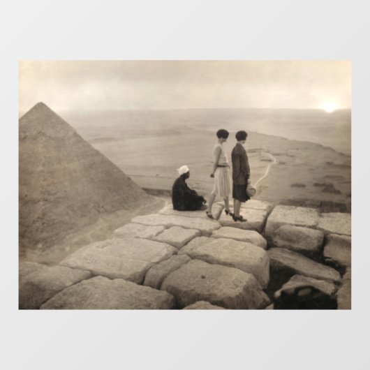 Flapper Girls Sunrise Khufu Pyramid, Egypte 1920 Raamsticker (Vel)