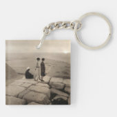 Flapper Girls Sunrise Khufu Pyramid, Egypte 1920 Sleutelhanger (Achterkant)