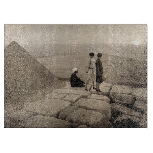 Flapper Girls Sunrise Khufu Pyramid, Egypte 1920 Snijplank (Voorkant)