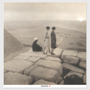 Flapper Girls Sunrise Khufu Pyramid, Egypte 1920 Sticker