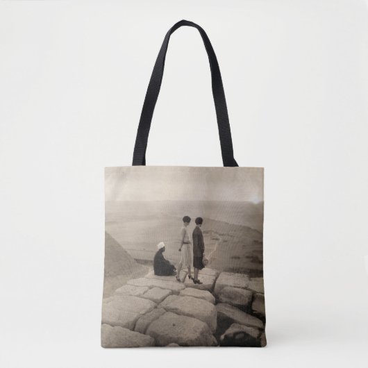 Flapper Girls Sunrise Khufu Pyramid, Egypte 1920 Tote Bag (Voorkant)