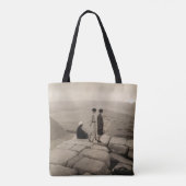 Flapper Girls Sunrise Khufu Pyramid, Egypte 1920 Tote Bag (Achterkant)