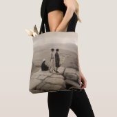 Flapper Girls Sunrise Khufu Pyramid, Egypte 1920 Tote Bag (Dichtbij)