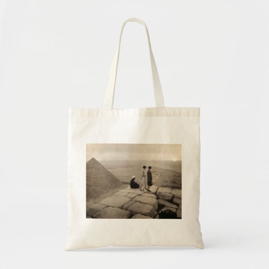 Flapper Girls Sunrise Khufu Pyramid, Egypte 1920 Tote Bag (Voorkant)