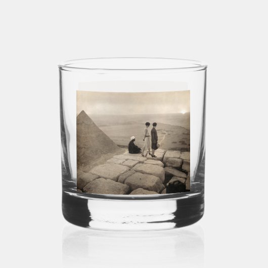 Flapper Girls Sunrise Khufu Pyramid, Egypte 1920 Whisky Glas (Voorkant)