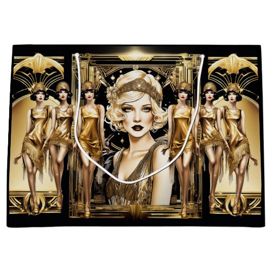 Flapper grote gatsby meisje blond haar 1920's part groot cadeauzakje (Voorkant)