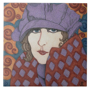 "Flapper in Art Nouveau" op keramische tegels Tegeltje