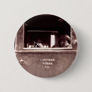 Flapper in Eastman Kodak Car - , jaren 20 Ronde Button 5,7 Cm