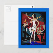 Flapper in een Jazz Band Briefkaart (Voorkant / Achterkant)