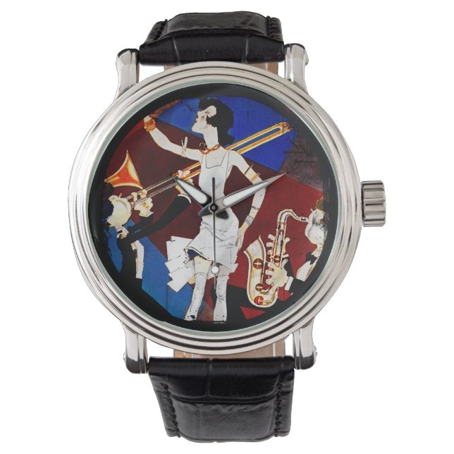 Flapper in een Jazz Band Horloge (Voorkant)