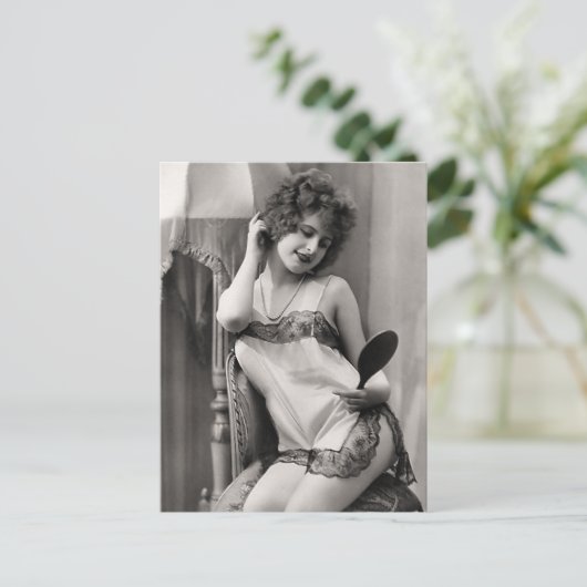 Flapper in Lingerie Briefkaart (Staand voorkant)