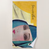 Flapper in paarse hoed strandlaken (Voorkant)