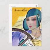 Flapper in Paarse Pet Briefkaart (Voorkant / Achterkant)