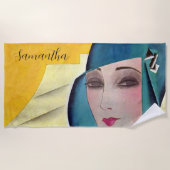 Flapper in Paarse Pet Strandlaken (Voorkant)