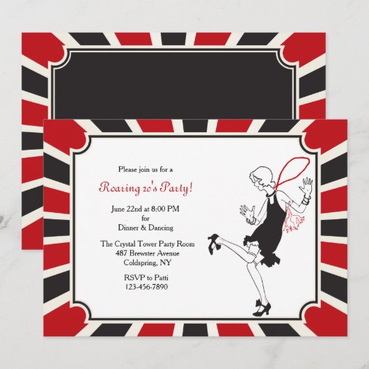Flapper Invitation Kaart (Voorkant / Achterkant)