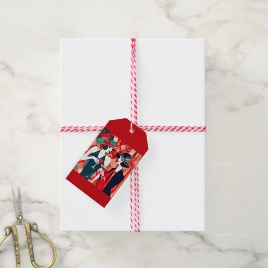 Flapper Kerstfeest Cadeaulabel (Met Touw)