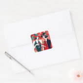 Flapper Kerstfeest Vierkante Sticker (Envelop)