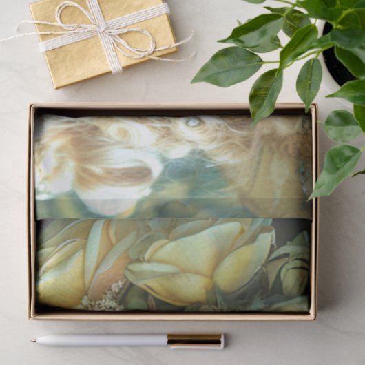  Flapper Lady in Geel Decoupage Tissuepapier (Geschenk)