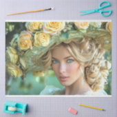  Flapper Lady in Geel Decoupage Tissuepapier (Craft)