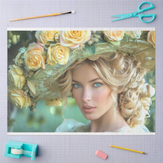  Flapper Lady in Geel Decoupage Tissuepapier (Craft)