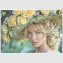  Flapper Lady in Geel Decoupage Tissuepapier