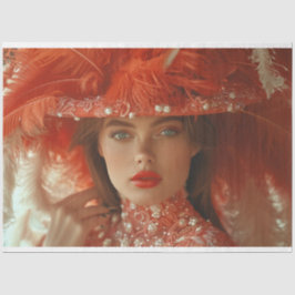  Flapper Lady in Sinaasappel Decoupage Tissuepapier