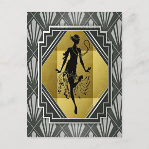 flapper-meisje-briefkaart briefkaart