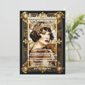 Flapper meisje brunette 1920's formele kostuumfees kaart (Staand voorkant)