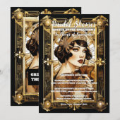 Flapper meisje brunette 1920's formele kostuumfees kaart (Voorkant / Achterkant)