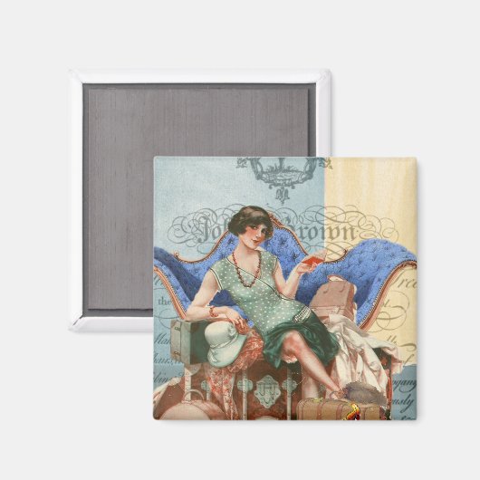  Flapper Meisje in de jaren 1920 Magneet (Voorkant / Achterkant)