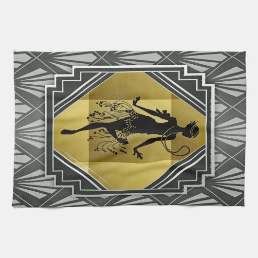 Flapper meisje keukenhanddoek (Horizontaal)