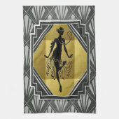 Flapper meisje keukenhanddoek (Verticaal)