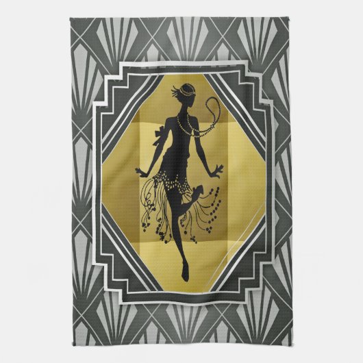 Flapper meisje keukenhanddoek (Verticaal)