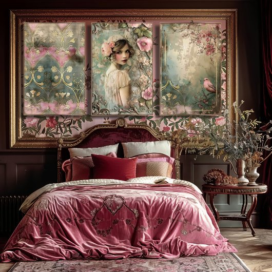 Flapper Meisje  Nouveau Portrait Art Tissuepapier