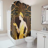 Flapper meisje: retro party uitnodiging. douchegordijn (In situ)