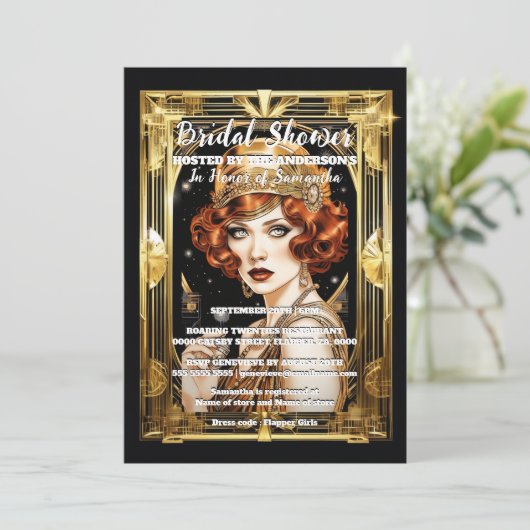 Flapper meisje speakeasy 1920's formele kostuumfee kaart (Staand voorkant)