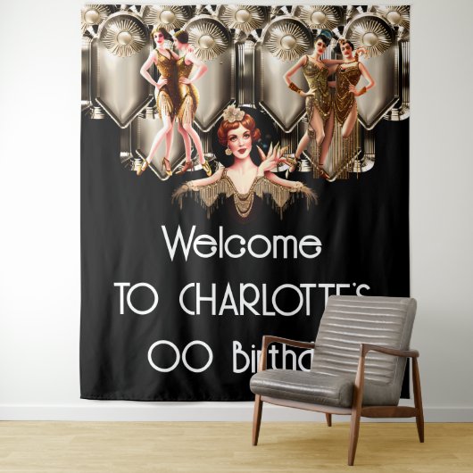 Flapper meisjes 1920 art deco Great Gatsby thema Wandkleed (In situ)